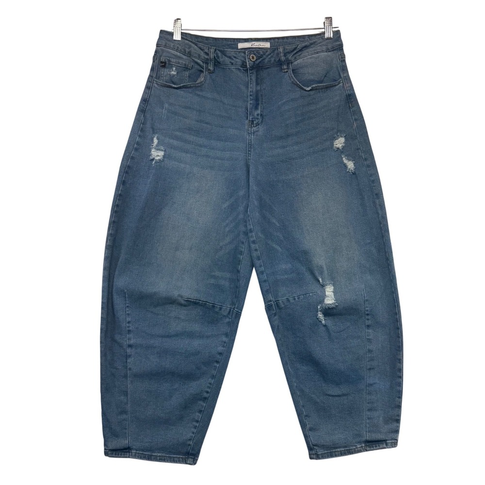 Kancan Barrel‎ Jeans 9/28 High Rise Baggy Tapered Heavy 90s Hip Hop Distressed